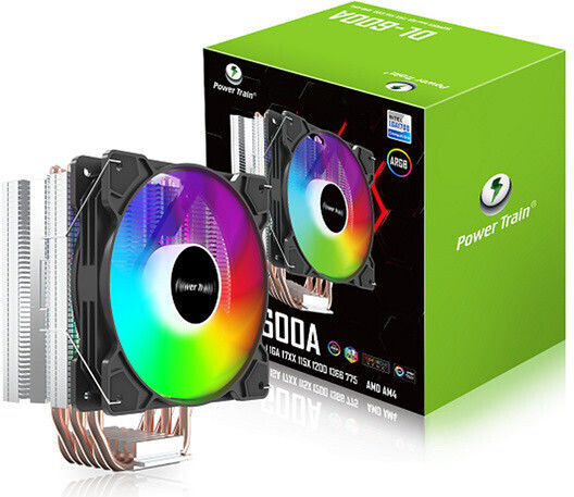 Power Train DL-600A Охладител за ЦПУ за Socket AM4 с ARGB Осветление Черен