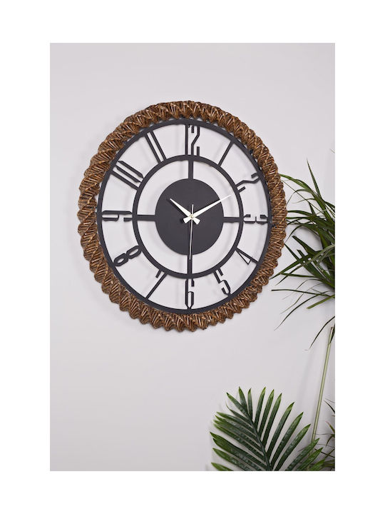 Bunnela Metallic Wall Clock Handmade Wicker Weaving 55x55cm