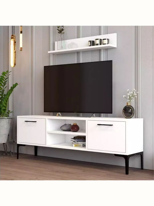 Έπιπλο Τηλεόρασης Πάνω Ράφι Λευκό-140x30x48 Cm