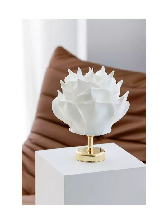 Lămpi Decorative Pentru Masă Formă Trandafir Eva Bază Aurie Albă