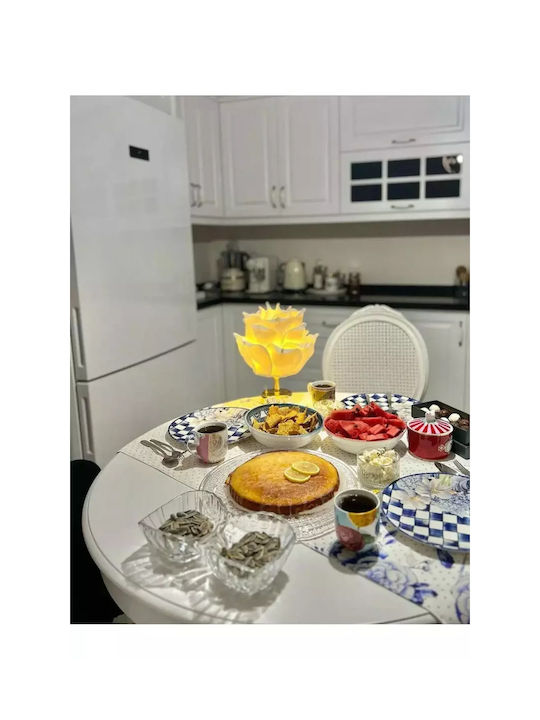 Lămpi Decorative Pentru Masă Formă Trandafir Eva Bază Aurie Albă