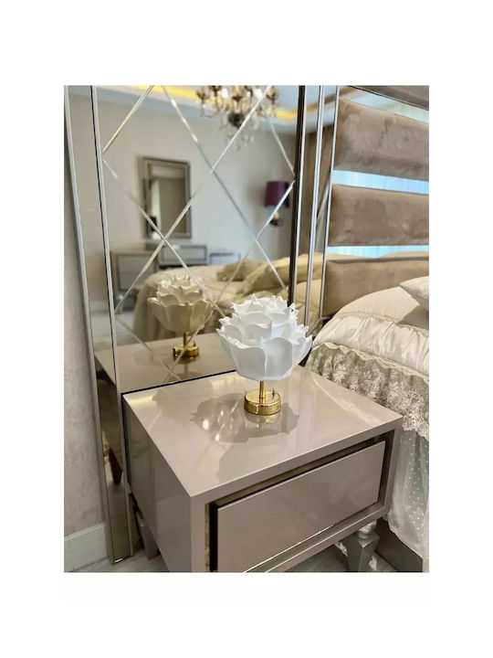 Lămpi Decorative Pentru Masă Formă Trandafir Eva Bază Aurie Albă