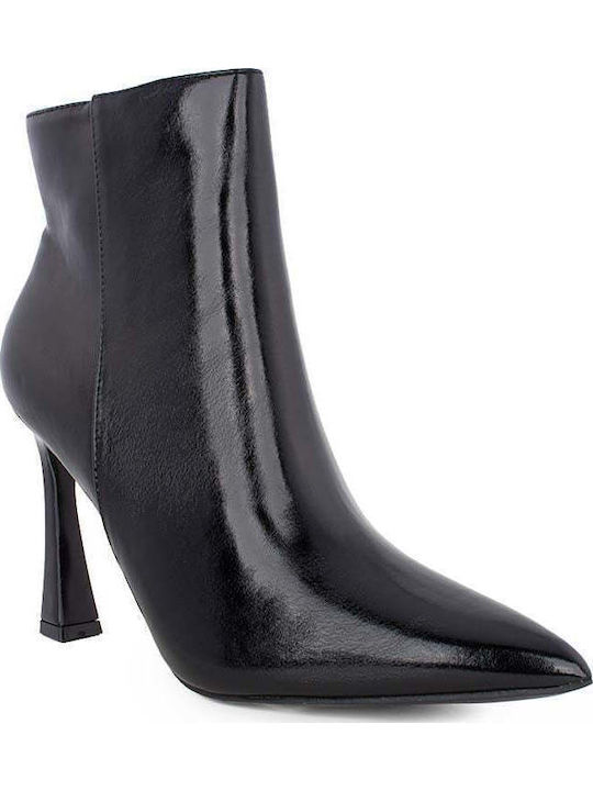 Women's Ankle Boots made of Patent Leather with High Heel Black