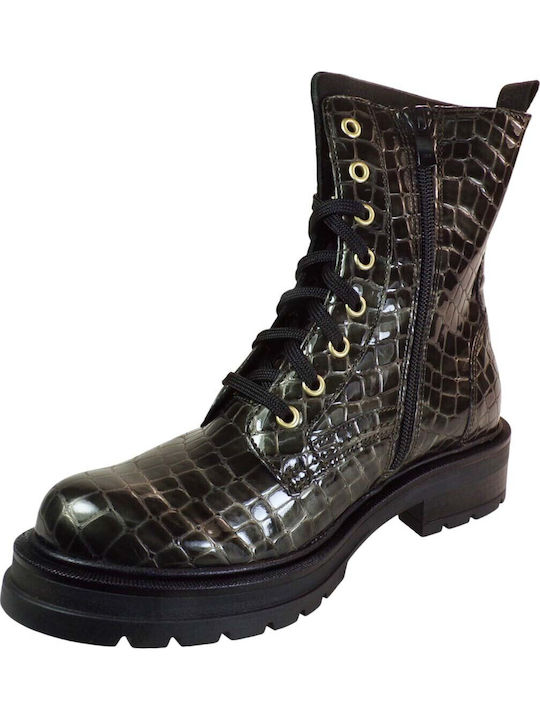 Women's Patent Leather Ankle Boots OLIVE