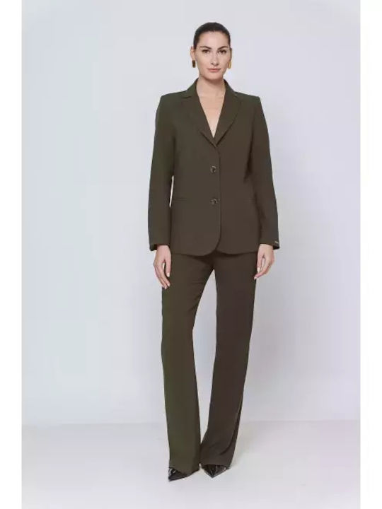 Damen Stoff Hose Schlag Brown