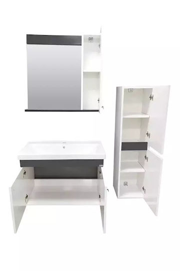 Σετ Έπιπλο Μπάνιου 80cm Λευκό Νιπτήρα & Στήλη Ντουλάπι 80 X 45 X 34 Cm Σετ Έπιπλο Μπάνιου 80cm Λευκό Νιπτήρα & Στήλη Ντουλάπι 80 X 45 X 34 Cm