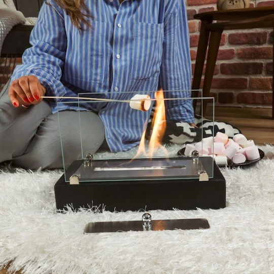 Desktop Bioethanol Fireplace Elegant Design Glass & Metal
