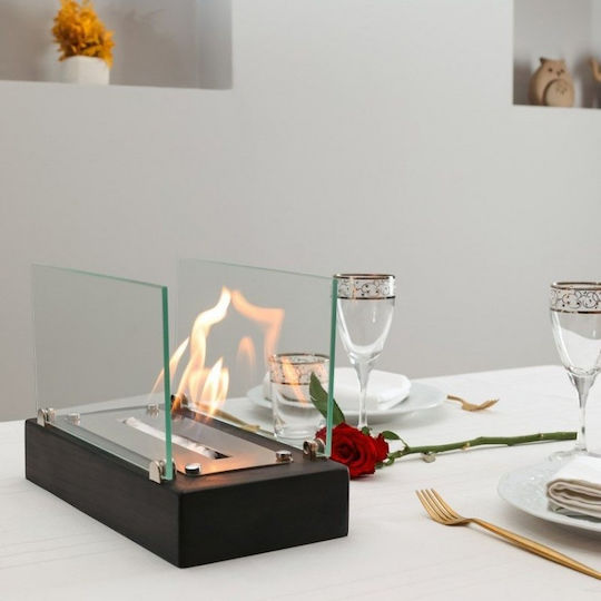 Desktop Bioethanol Fireplace Elegant Design Glass & Metal