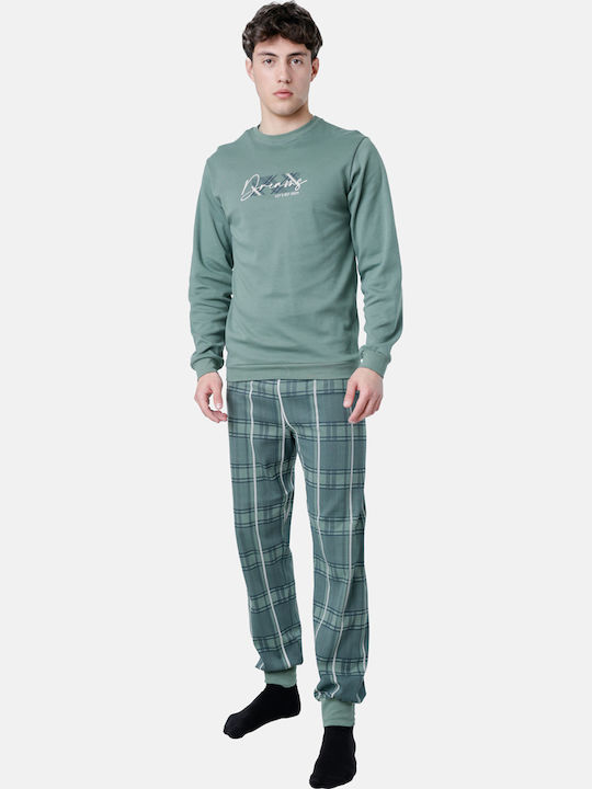 Dreams by Joyce Men's Winter Pajamas Set Khaki