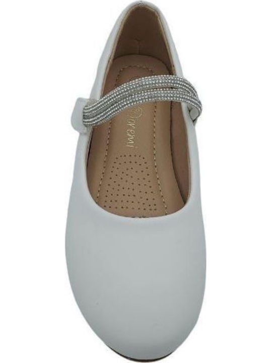 Kids Ballerinas with Elastic Strap White