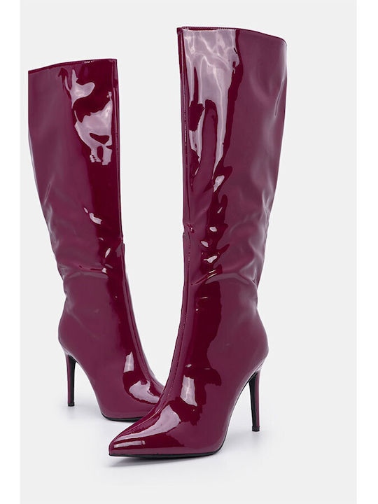 High Heel Women's Boots Burgundy