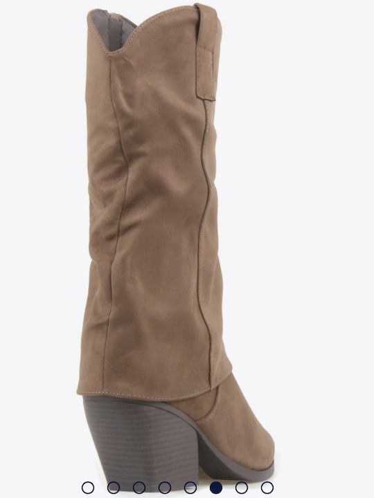 Suede Cowboy Boots Pointed Brown