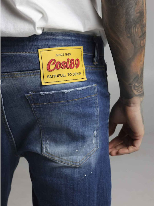 Ανδρικό Παντελόνι Τζιν με Slim Εφαρμογή Dark Denim Raw