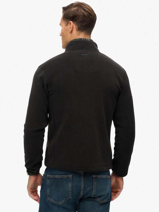 Superdry Ovin Jachetă Fleece Neagră