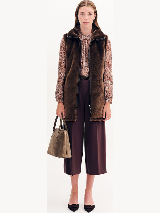 Women's Sleeveless Short Fur Brown