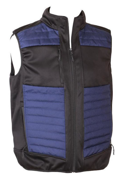 Fageo Bărbați Vestă de siguranță Impermeabilă Softshell cu căptușeală din fleece Negru