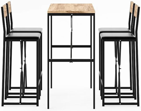 Set Bar Masă Scaune – 4 Persoane Structurat & Pin