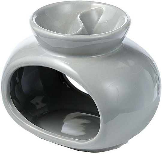 Διπλός Αρωματιστής Αιθέρια Έλαια & Wax Melt Οβάλ Γκρι 16cm