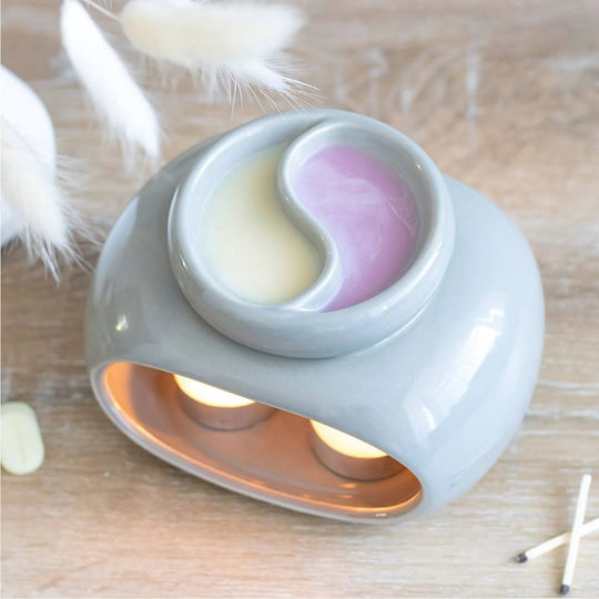 Διπλός Αρωματιστής Αιθέρια Έλαια & Wax Melt Οβάλ Γκρι 16cm