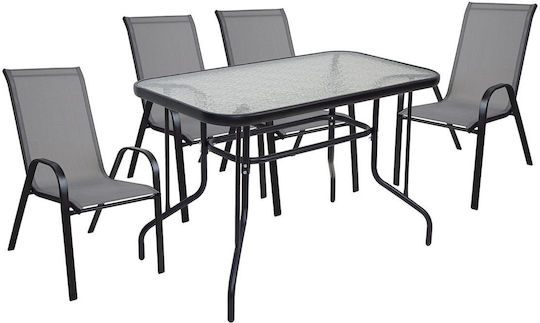 Set Esszimmer im Freien Rio Black, Grey 4Stück