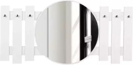Agățătoare De Perete Albă Cu Oglindă Mdf 120x60x60cm