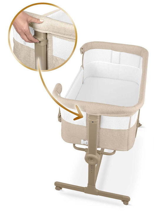 Nukido Babywiege Laufstall mit Matratze und Rädern Beiges