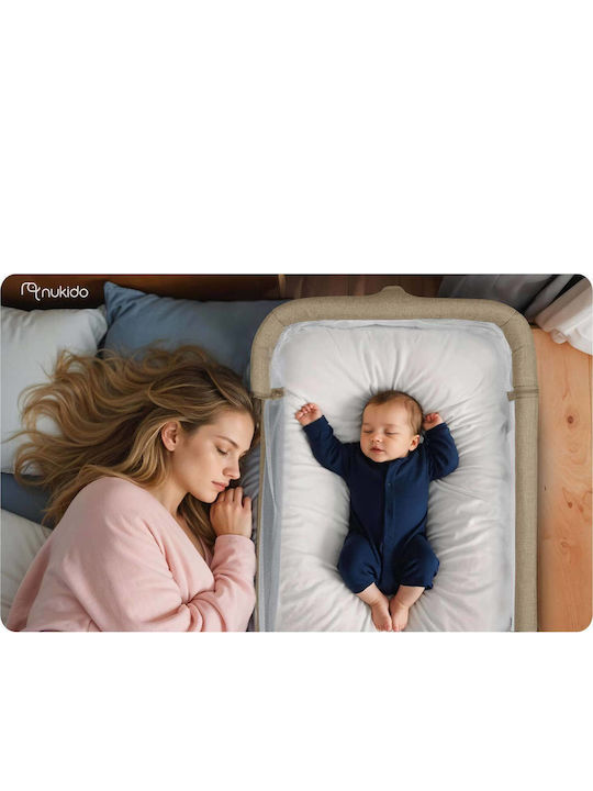 Nukido Babywiege Laufstall mit Matratze und Rädern Beiges