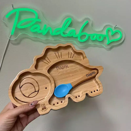 Pandaboo Baby Food Plate made of Bamboo Yellow