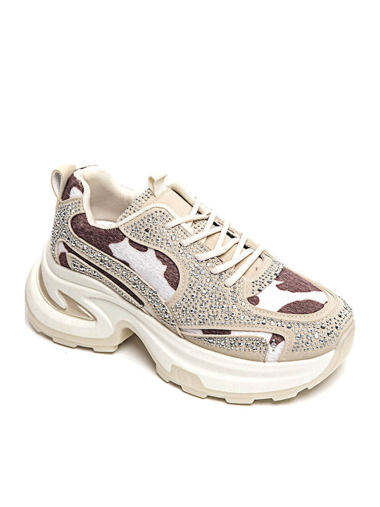 Γυναικεία Sneakers Μπεζ / Λευκό
