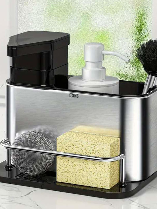 Kitchen Sink Organizer Base in Silver Stainless Steel 18.5x17.5x12.5cm