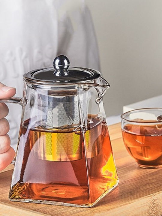 Τσαγιέρα με Φίλτρο Γυάλινη Διάφανη 900ml
