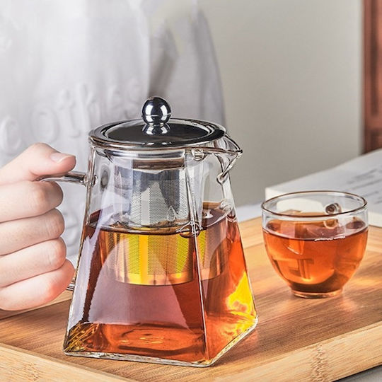 Ceainic cu Filtru Sticlă Transparent 900ml