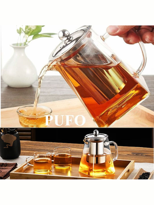Τσαγιέρα με Φίλτρο Γυάλινη Διάφανη 900ml