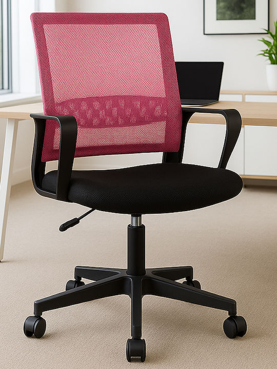 Bakaji Bürostuhl mit Arme Schwarz und Rosa