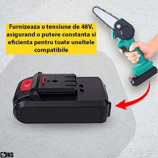 Siks Baterie De Înlocuire Compatibilă Cu Motocoasă Mașină De Tuns Iarbă Drujbă Mini Fierăstrău Spălător Cu Presiune 48v 2 pini Reîncărcabilă Neagră