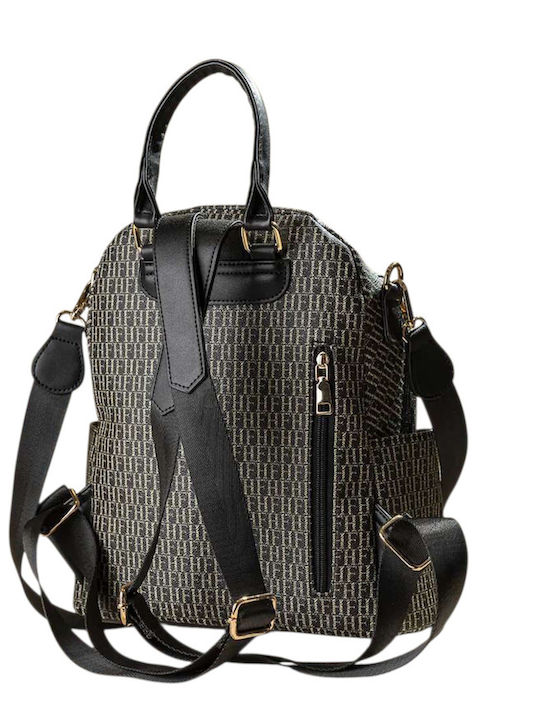 Women's Black Backpack Bag Logo Print