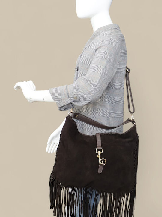 Damentasche Schulter Wildleder mit Fransen Braun