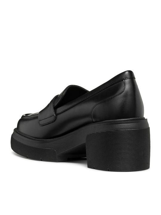 Leather Black Medium Heels Spherica