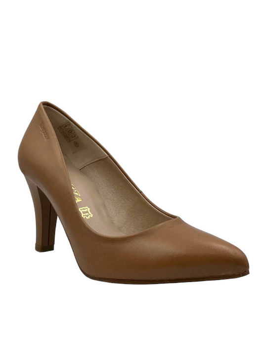 Anatomic Leather Pointed Toe Stiletto Tambac Brown High Heels