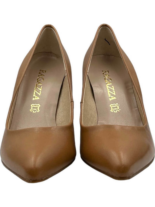 Anatomic Leather Pointed Toe Stiletto Tambac Brown High Heels