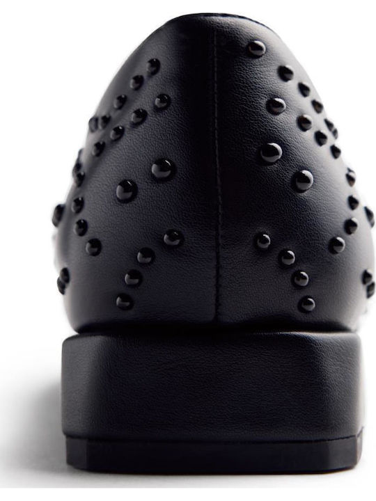 Leather Women's Moccasins in Black Color