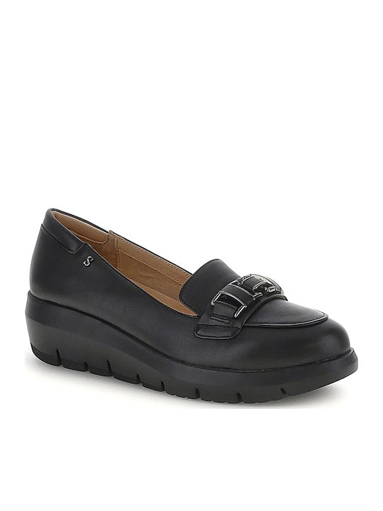 Leather Women's Loafers in Black Color