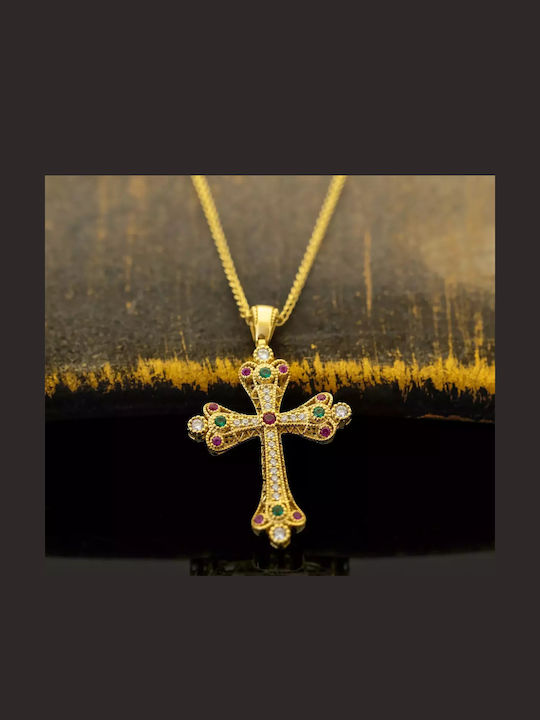 Gold Byzantine Cross with Chain