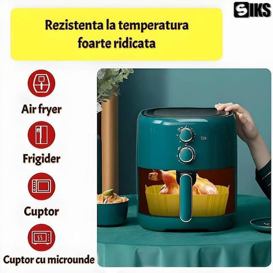 Tavă Protectoare Universală din Silicon Siks pentru Prăjitor cu Aer Reutilizabilă Pătrată Galbenă