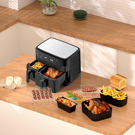 Set 19 Accesorii Tefal Ey9018 Dual Easy Fry 5 Air Fryer 2/3 1 L Tăvi Din Silicon Suporturi Clești Forme Pentru Brioșe Tavă Pentru Pâine Multifuncțional