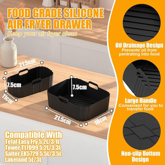 Set 19 Accesorii Tefal Ey9018 Dual Easy Fry 5 Air Fryer 2/3 1 L Tăvi Din Silicon Suporturi Clești Forme Pentru Brioșe Tavă Pentru Pâine Multifuncțional