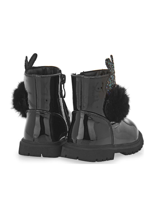 Kids Boots from Patent Leather with Zipper Black