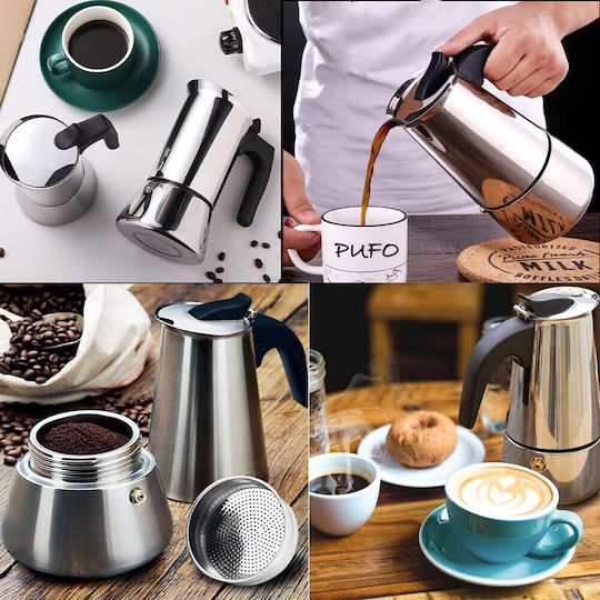 Ηλεκτρικό Μπρίκι Espresso 6cups Inox Ασημί
