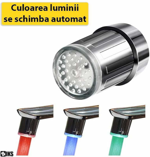 Siks Capac Pentru Robinet Tip Duza Led Colorat De Ambient Plastic Universal Argintiu