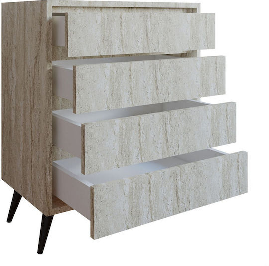 Suvera Wooden Chest of Drawers Travertine Beige 70x40x86cm